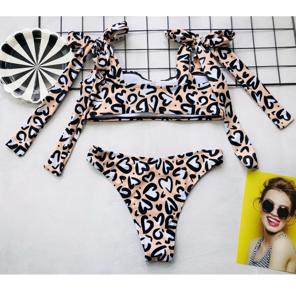 2449 ❤️ ❤️ shoulder tie bikini set - Picture 4 of 5